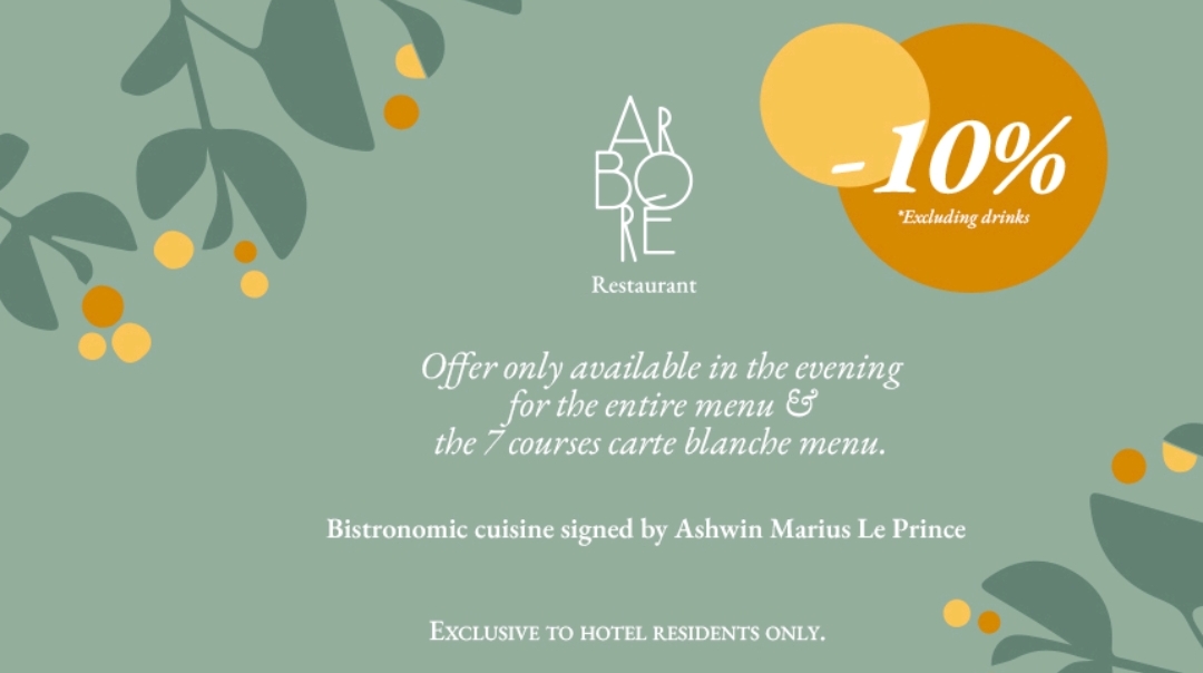 Offer only available in the evening for the entire menu & the 7 courses carte blanche menu.